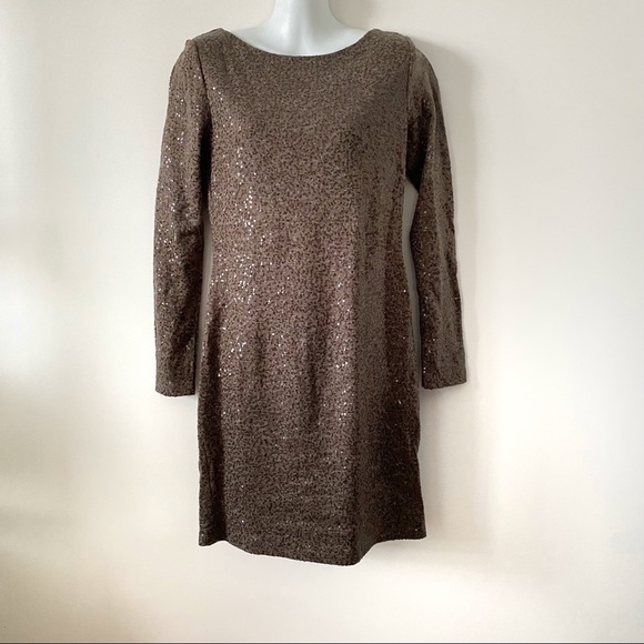 Alice and Olivia Chocolate Sequin Mesh Back Cocktail Dress - Picture 2 of 10